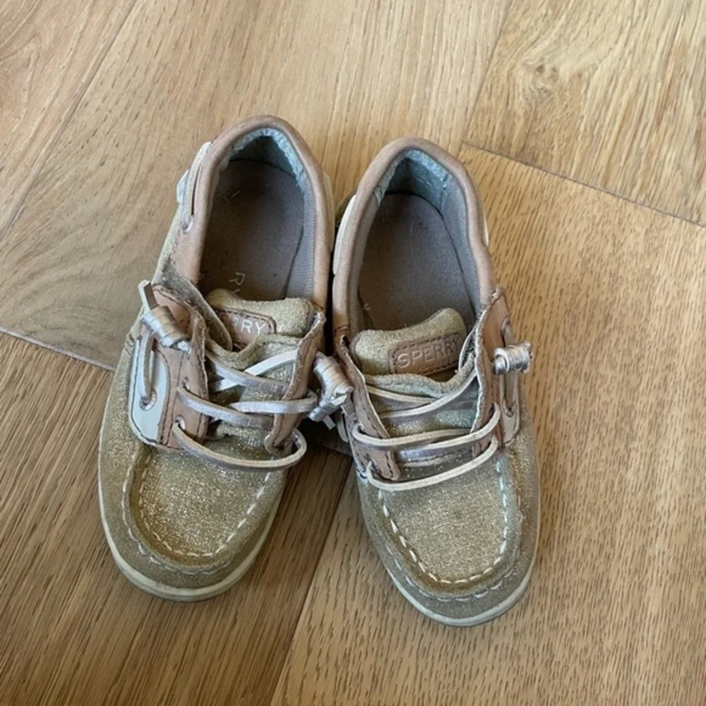 Sperry loafers glitter leather with Velcro girls 9 toddler